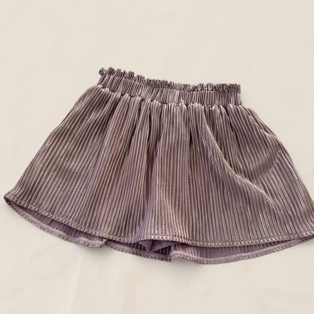 queen of sparkles purple metallic pleated skort Sz small girls plissé shimmer - Picture 4 of 4